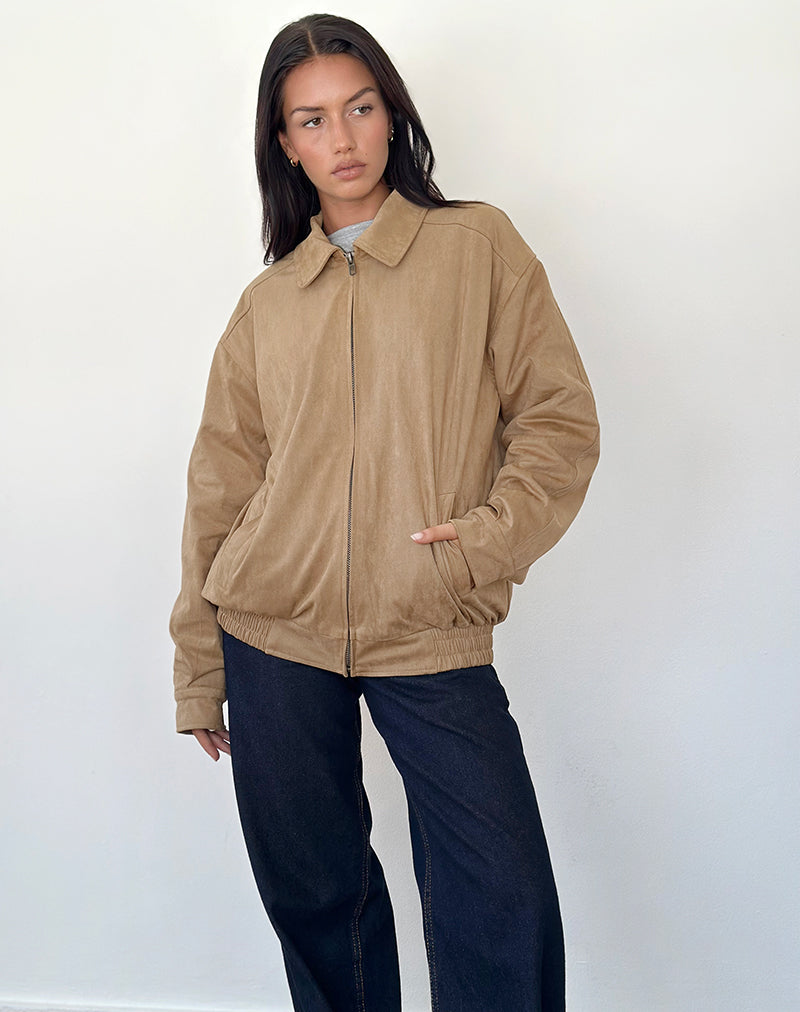 Imagen de la chaqueta Cavita de ante sintético color canela