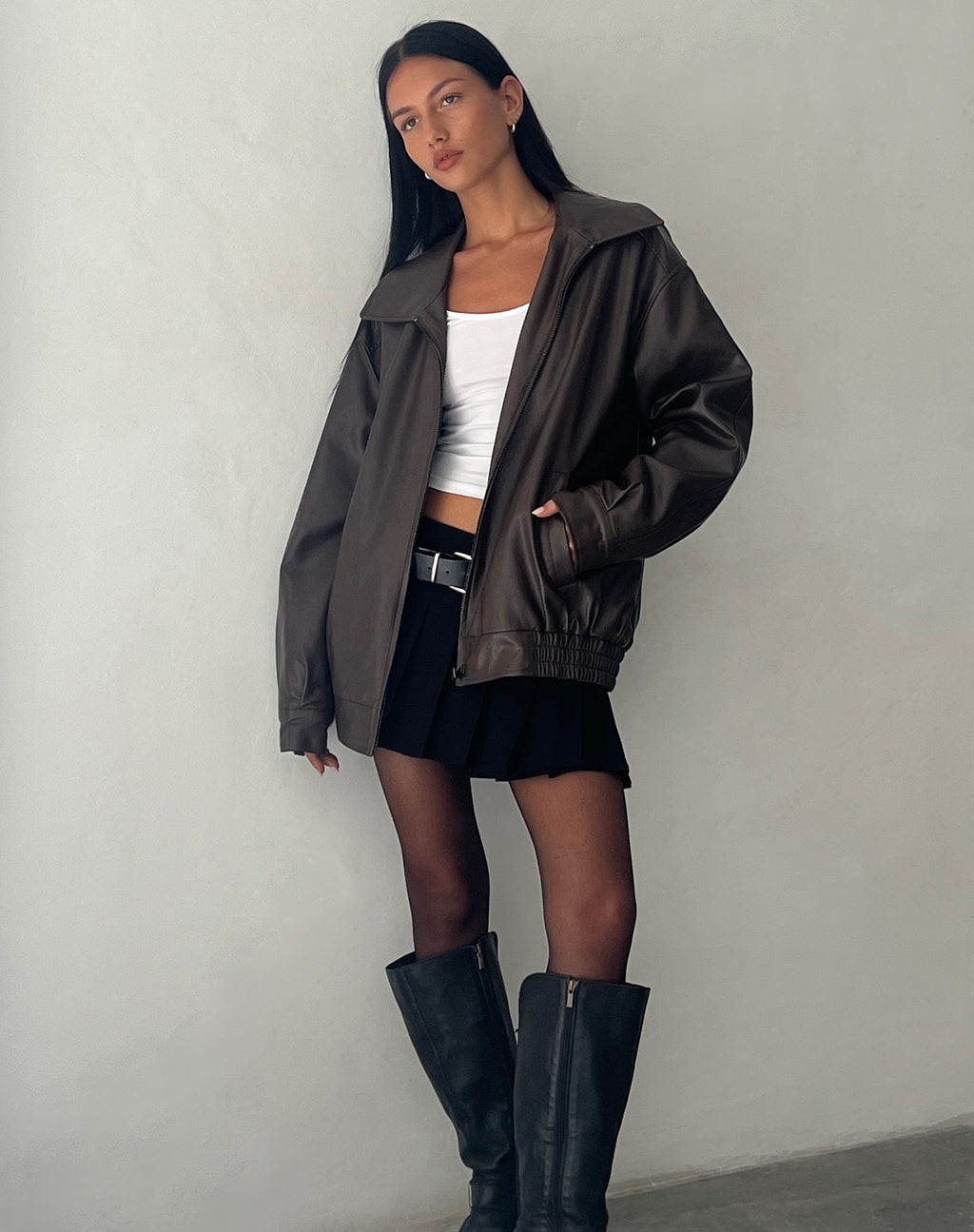 Chaqueta Cavita en PU Chocolate amargo