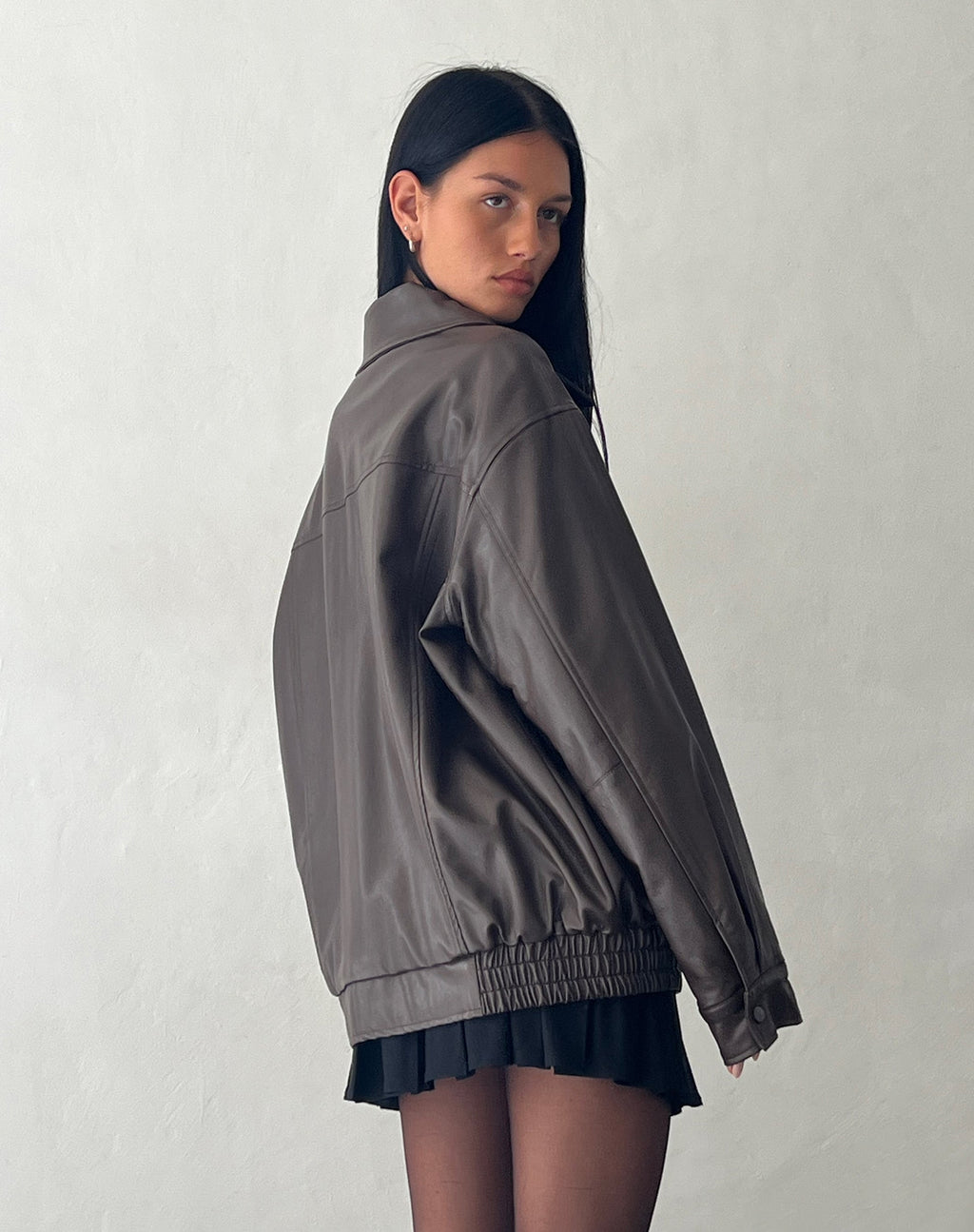 Chaqueta Cavita en PU Chocolate amargo