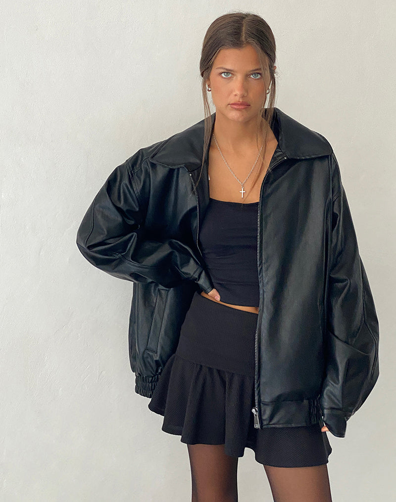 Chaqueta Cavita en PU Negro