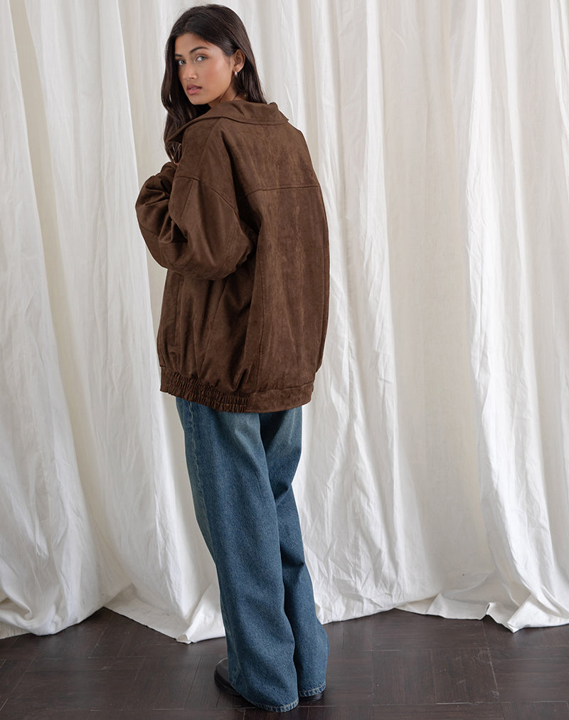 Imagen de la chaqueta Cavita de imitación de ante marrón