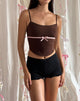 Imagen de Ceisya Corset Top en Chocolate Amargo con Lazo Rosa