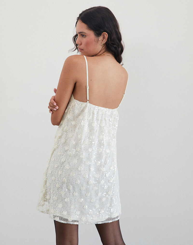 Imagen de Celia Mini Slip Dress in Sequin Lace Ivory