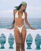 Imagen de Cerry Top de bikini con abalorios en marfil con ribete marrón
