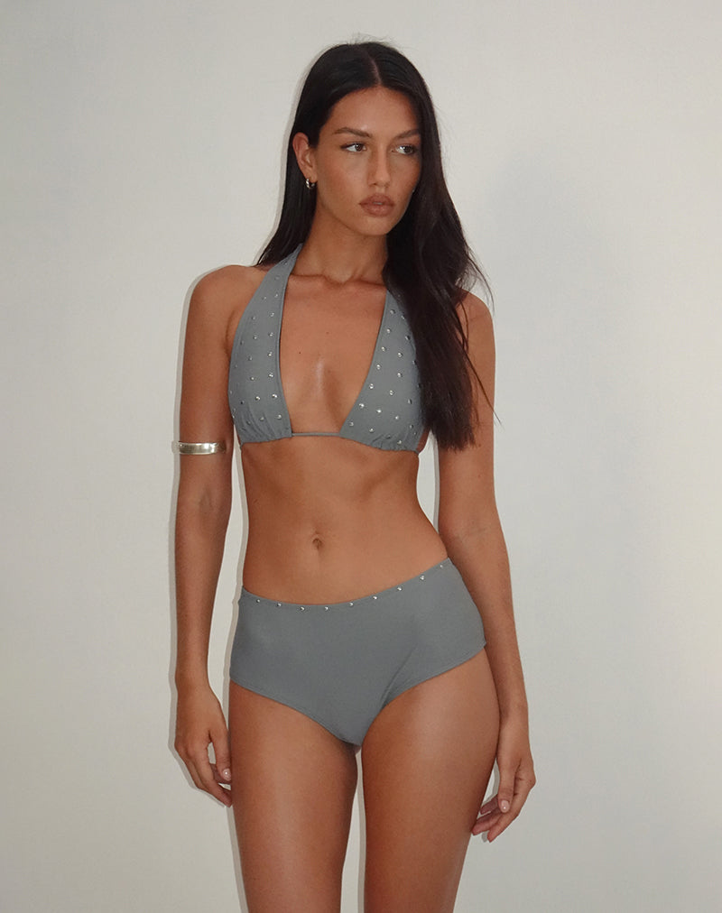 Braguita de bikini Kairi, carbón con tachuelas