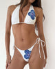 Imagen de braguita de bikini Lentra en marfil con orquídea azul