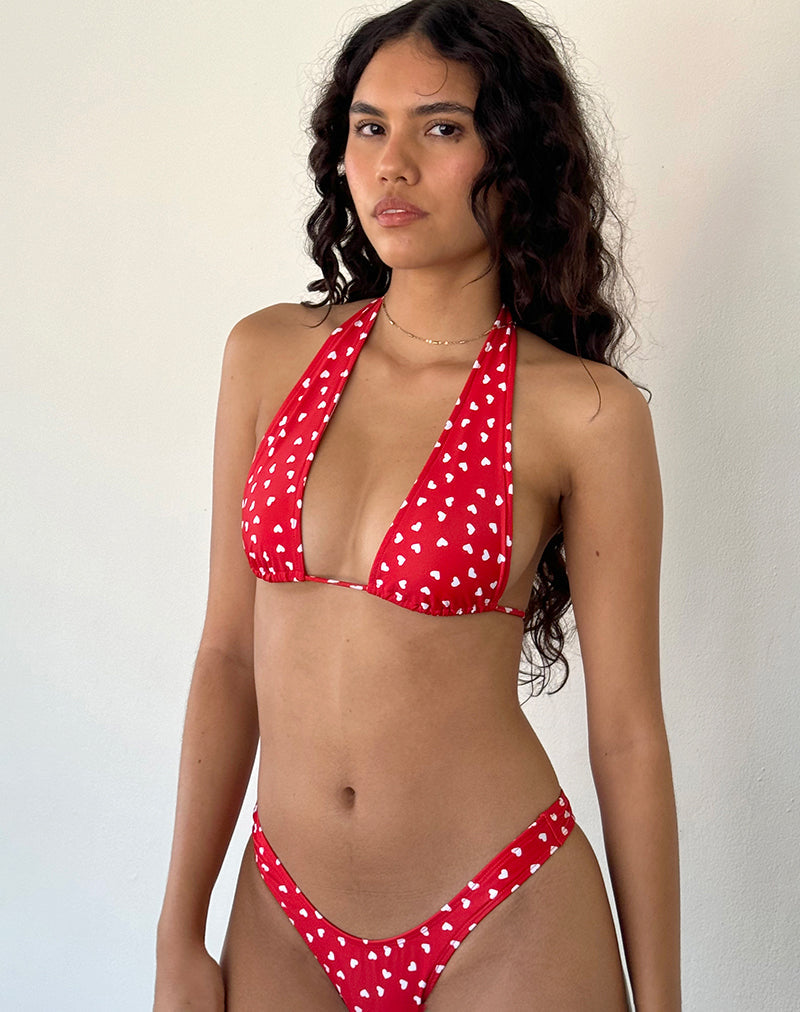 Imagen del sujetador de bikini Cerry en rojo, blanco y corazón