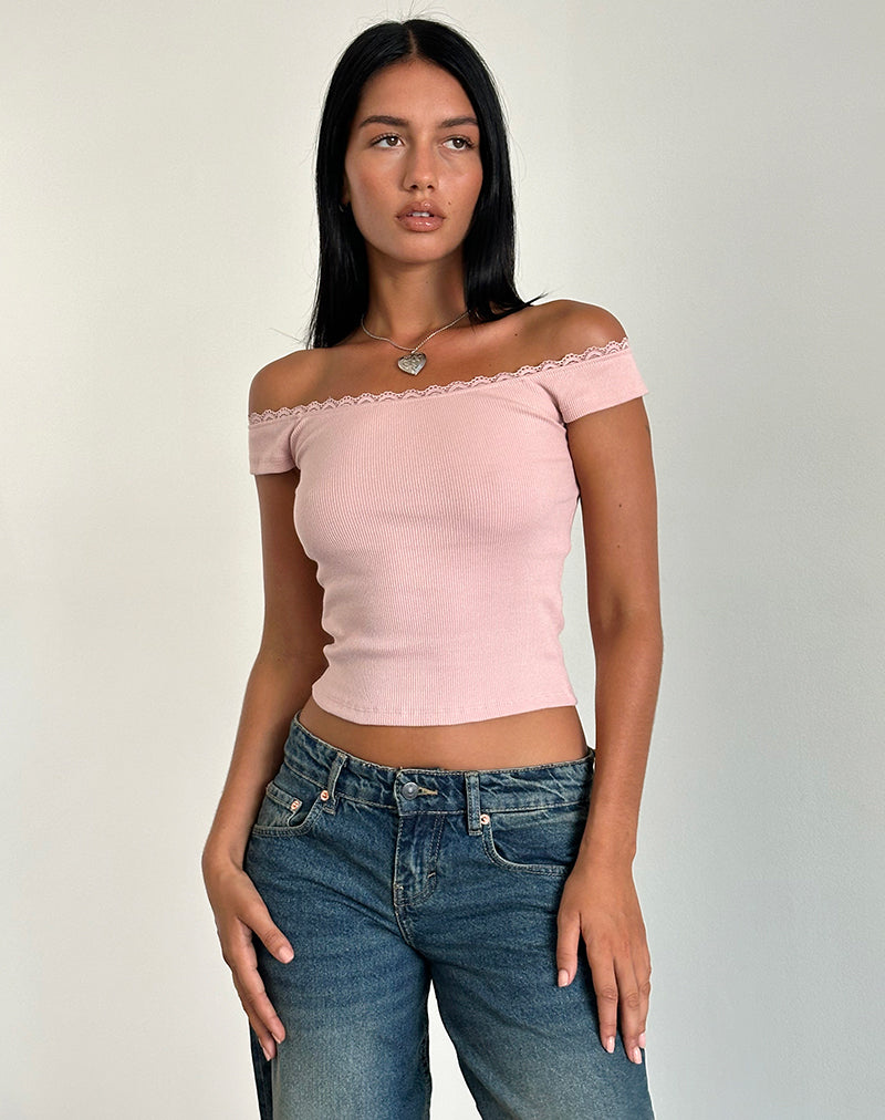 imagen de Chacha Top en Rib Lace Pink Lady