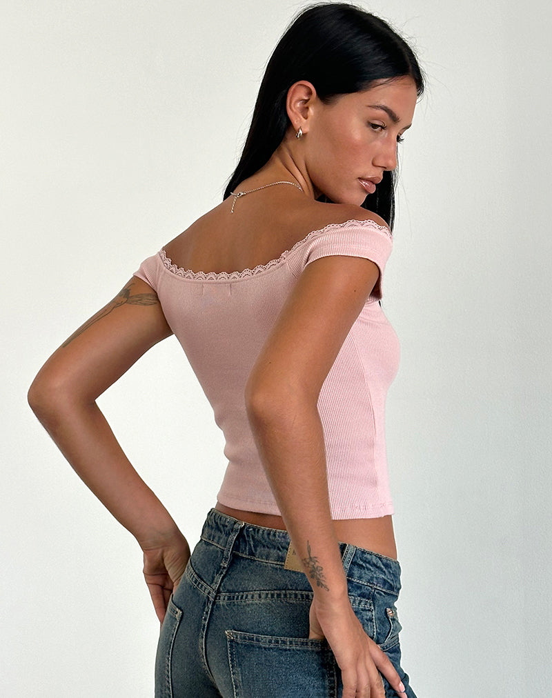 imagen de Chacha Top en Rib Lace Pink Lady