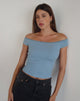 Imagen de Chacha Ribbed Bardot Top en Encaje Azul Nantucket