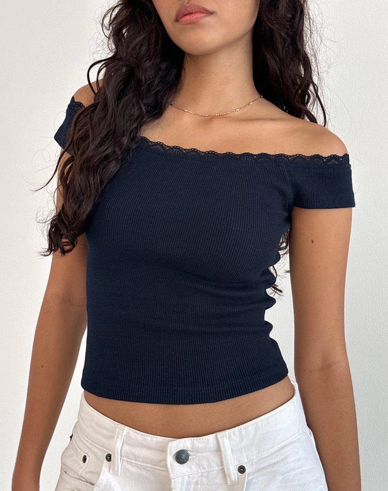 Imagen de Chacha Bardot Top de Encaje Azul Marino