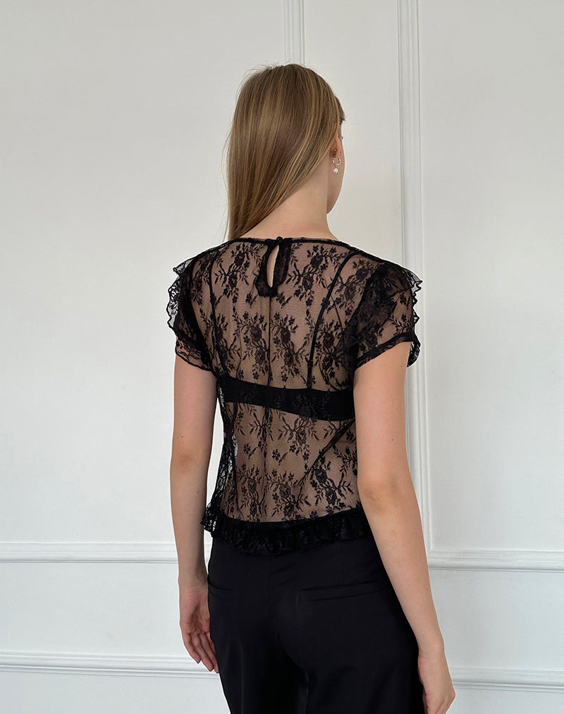 Imagen de Champel Top en encaje rosa silvestre Negro