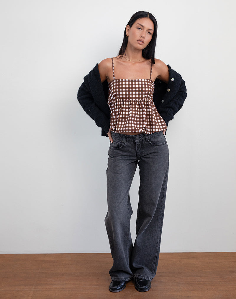 Imagen de Charlita Frill Cami Top in Tonal Gingham Marrón