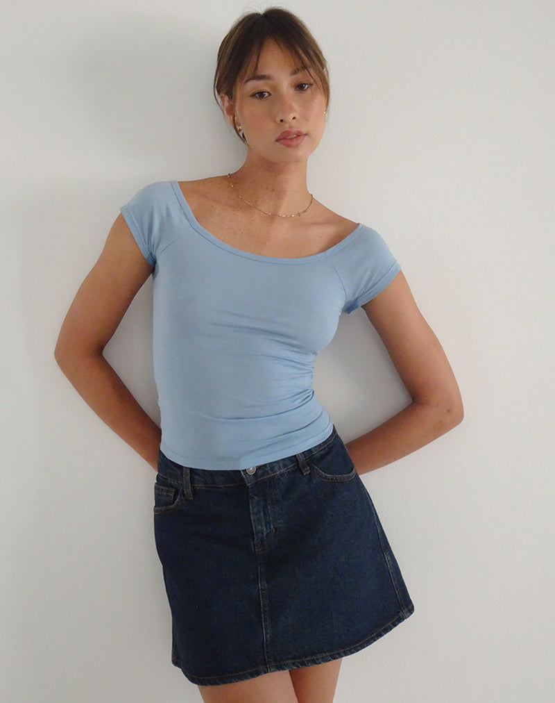 imagen de Charya Off Shoulder Top in Nantucket Blue