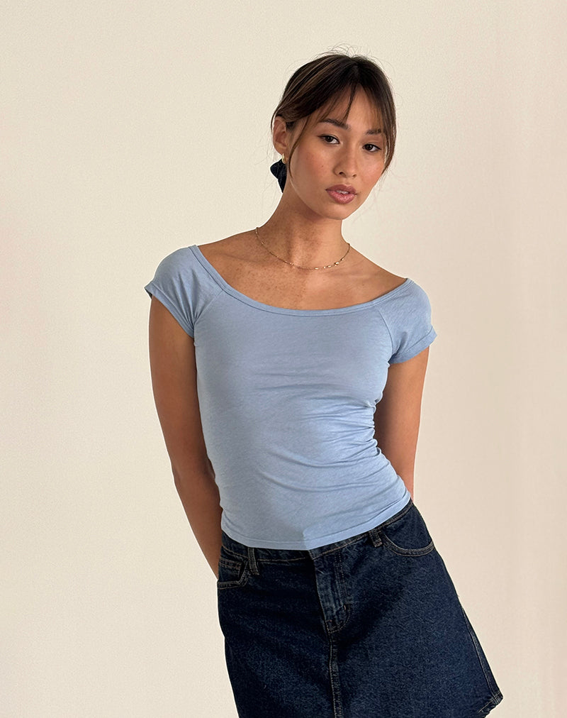 imagen de Charya Off Shoulder Top in Nantucket Blue
