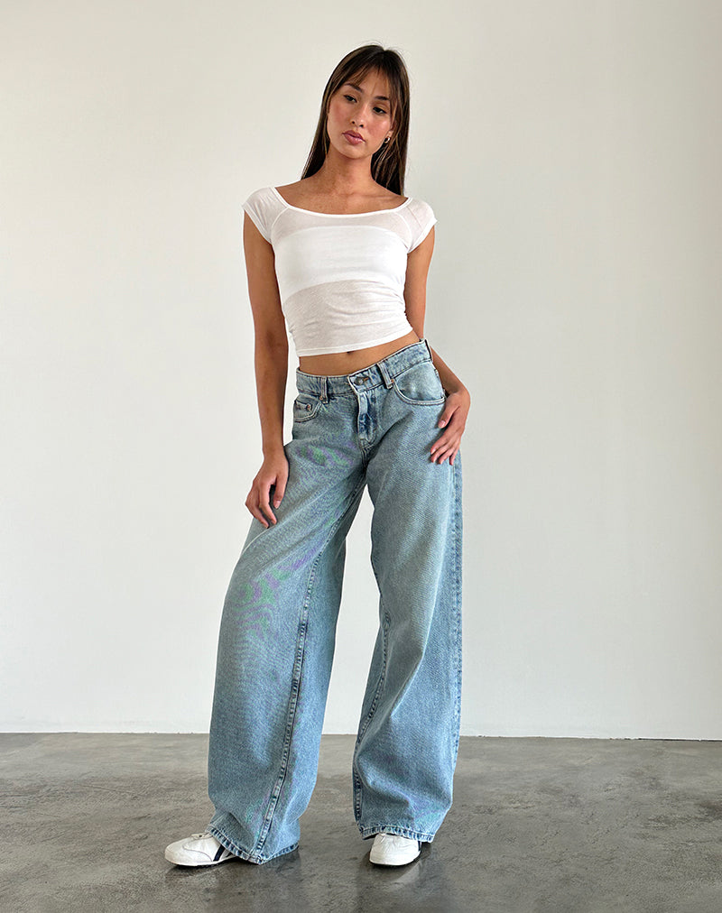 Top sin hombros Charya en blanco roto