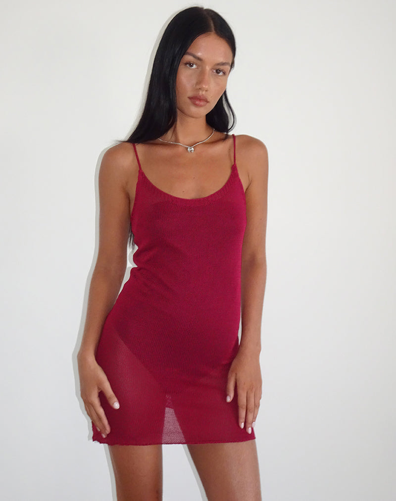 imagen de Chiara Mini Dress in Sheer Knit Red