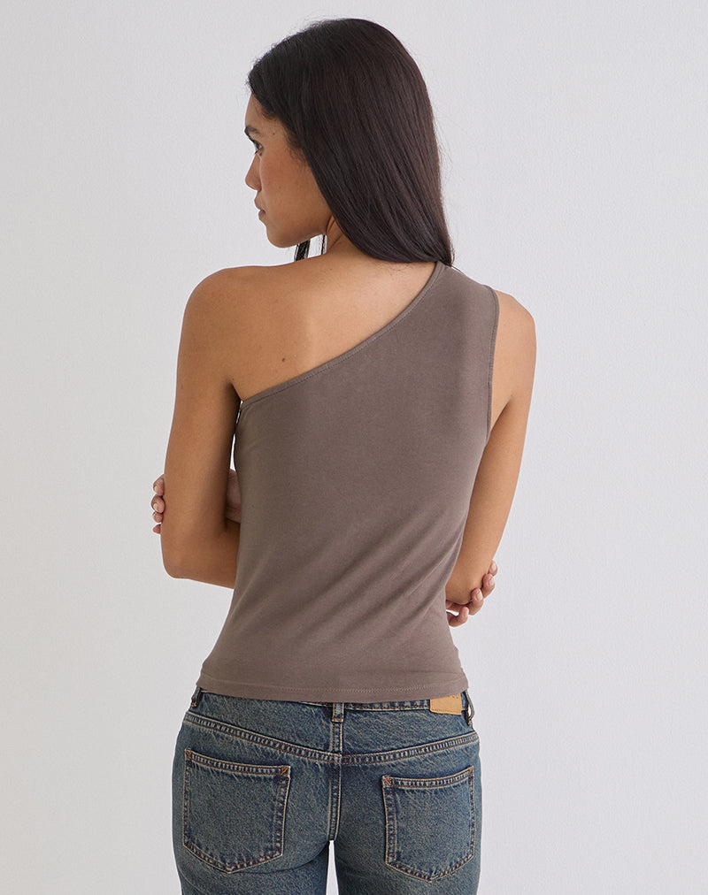 Imagen del top con cordones Chivago Cross en color café cuarzo.