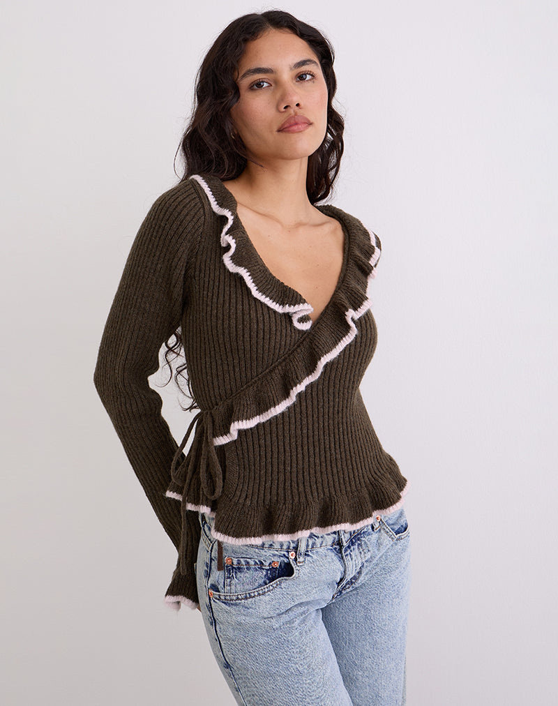Imagen de Christella Top en chocolate negro con rosa