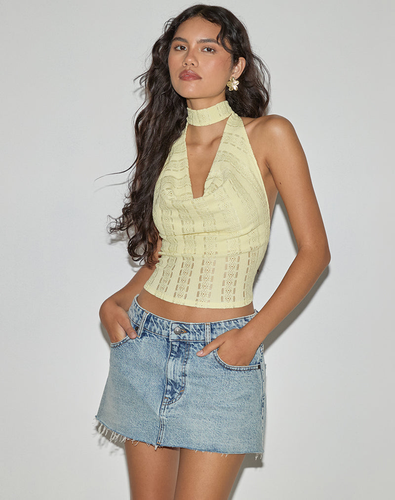 Imagen de Chupa Top en Broderie Flor Encaje Limón
