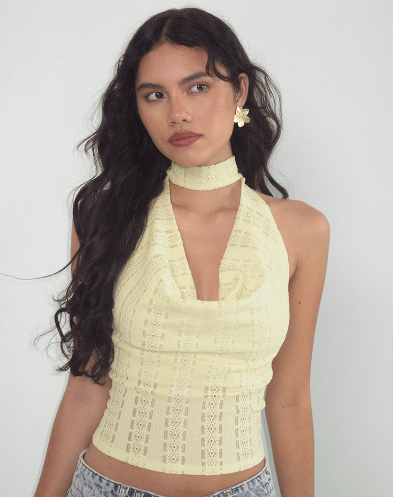 Imagen de Chupa Top en Broderie Flor Encaje Limón
