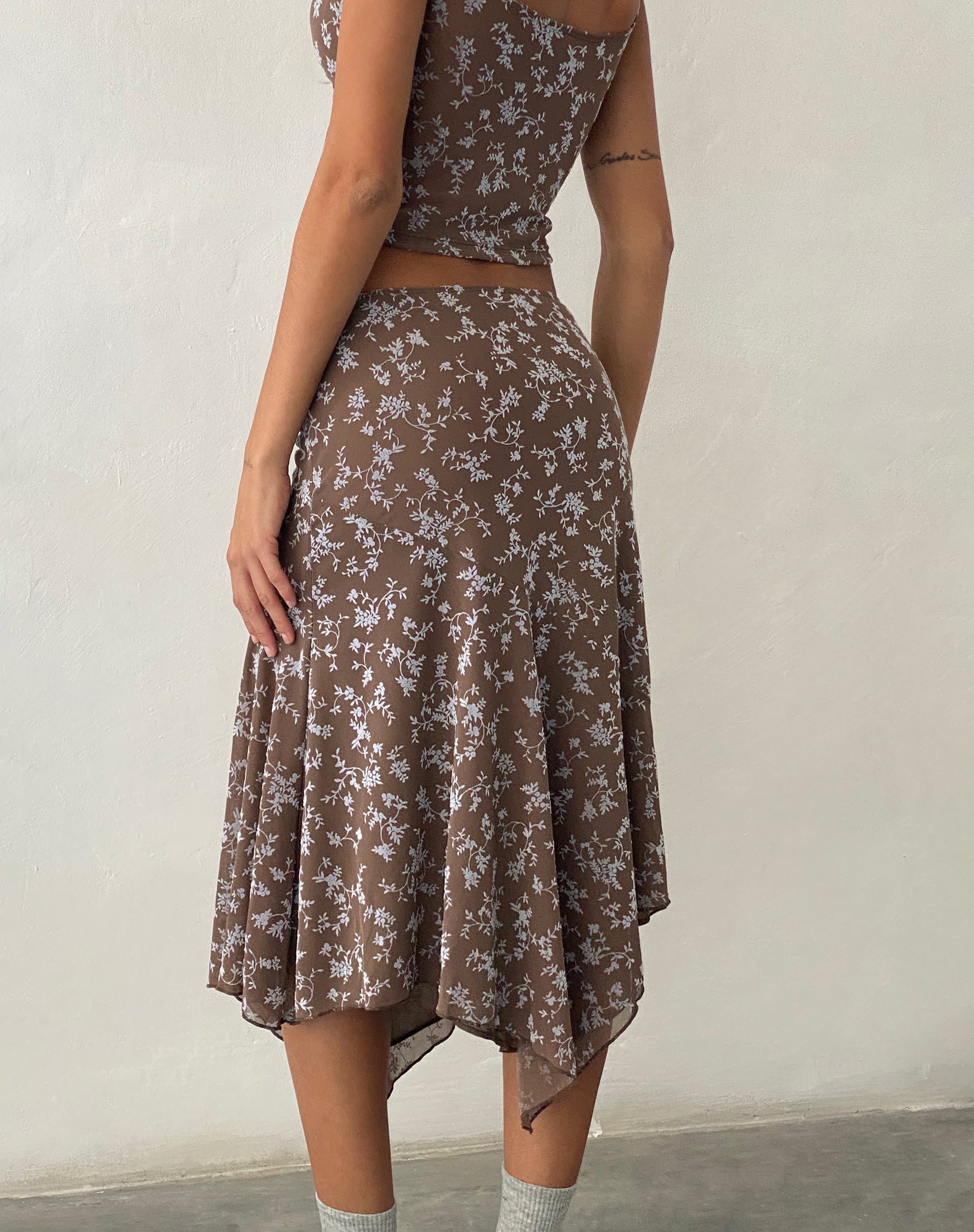 Imagen de Cinta Falda Midi en Botanist Flock Topo Oscuro