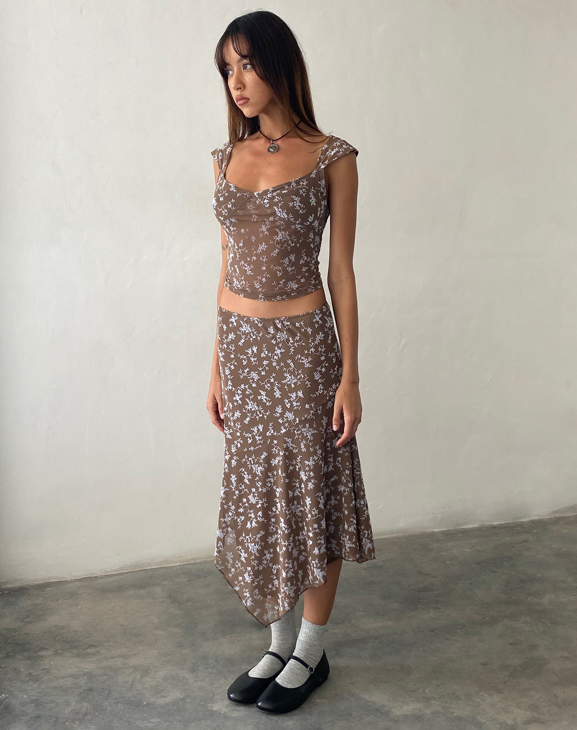 Imagen de Cinta Falda Midi en Botanist Flock Topo Oscuro