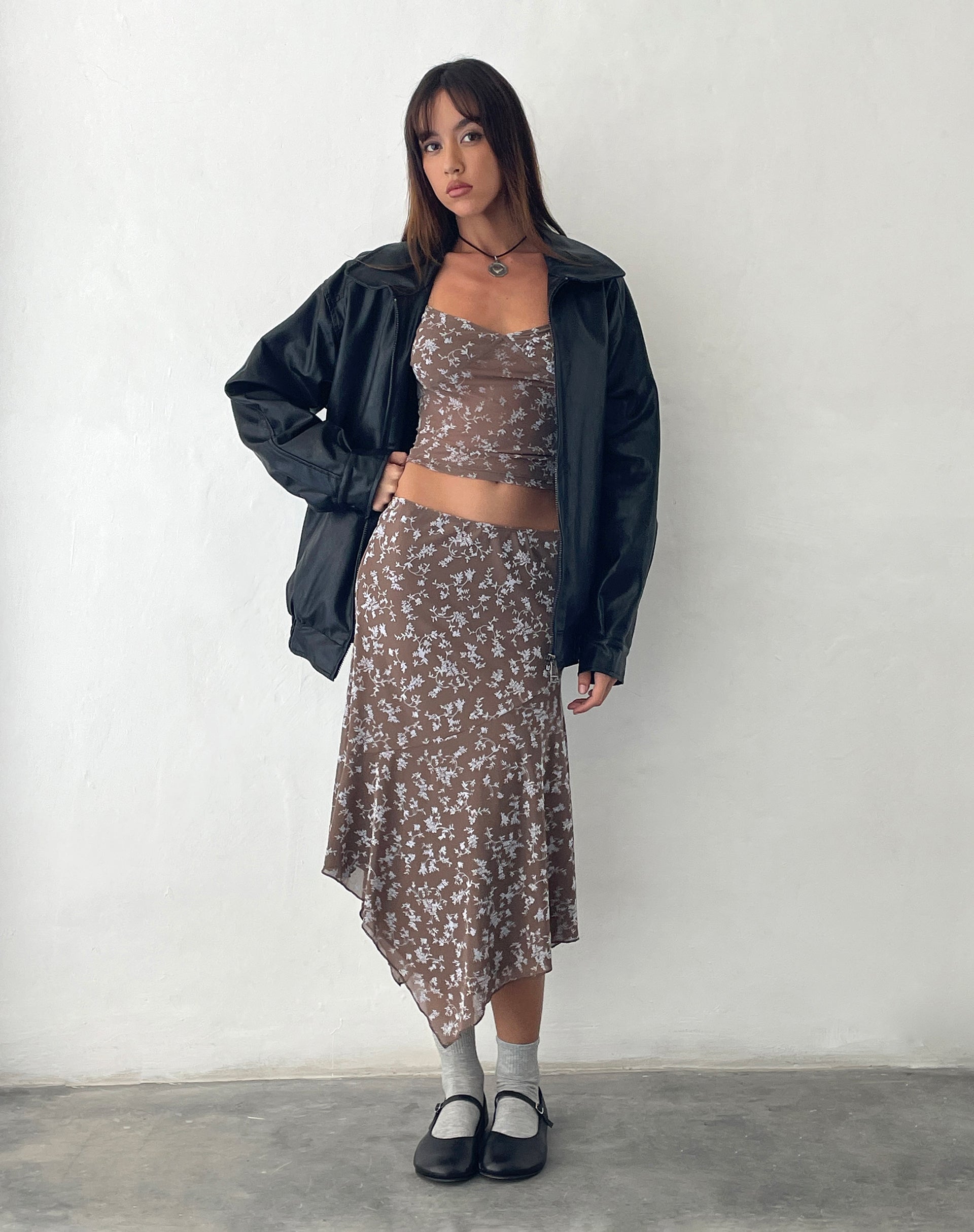 Imagen de Cinta Falda Midi en Botanist Flock Topo Oscuro