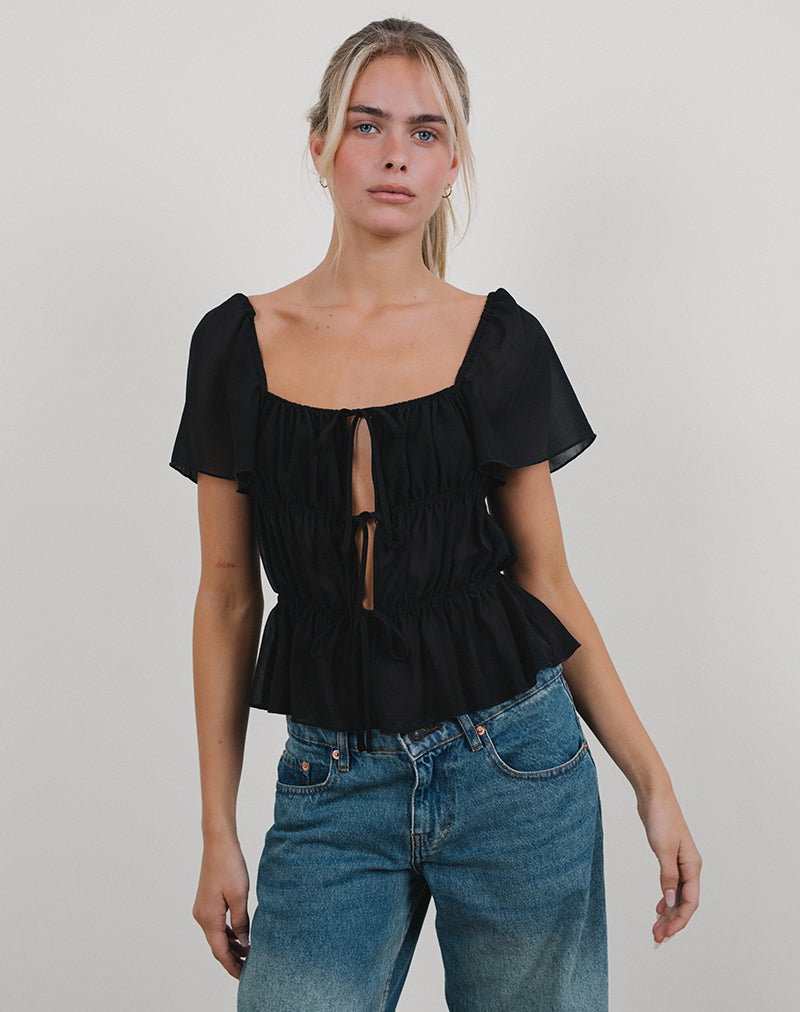 Cintan Tie Front Top Negro