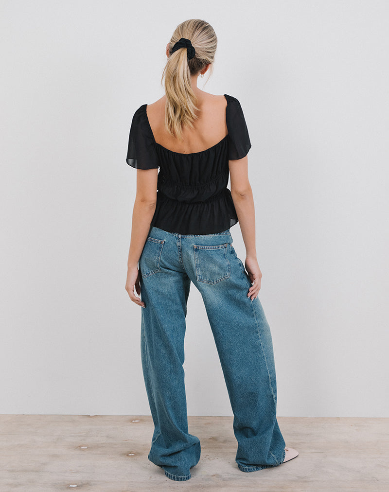 Imagen de Cintan Tie Front Top in Black