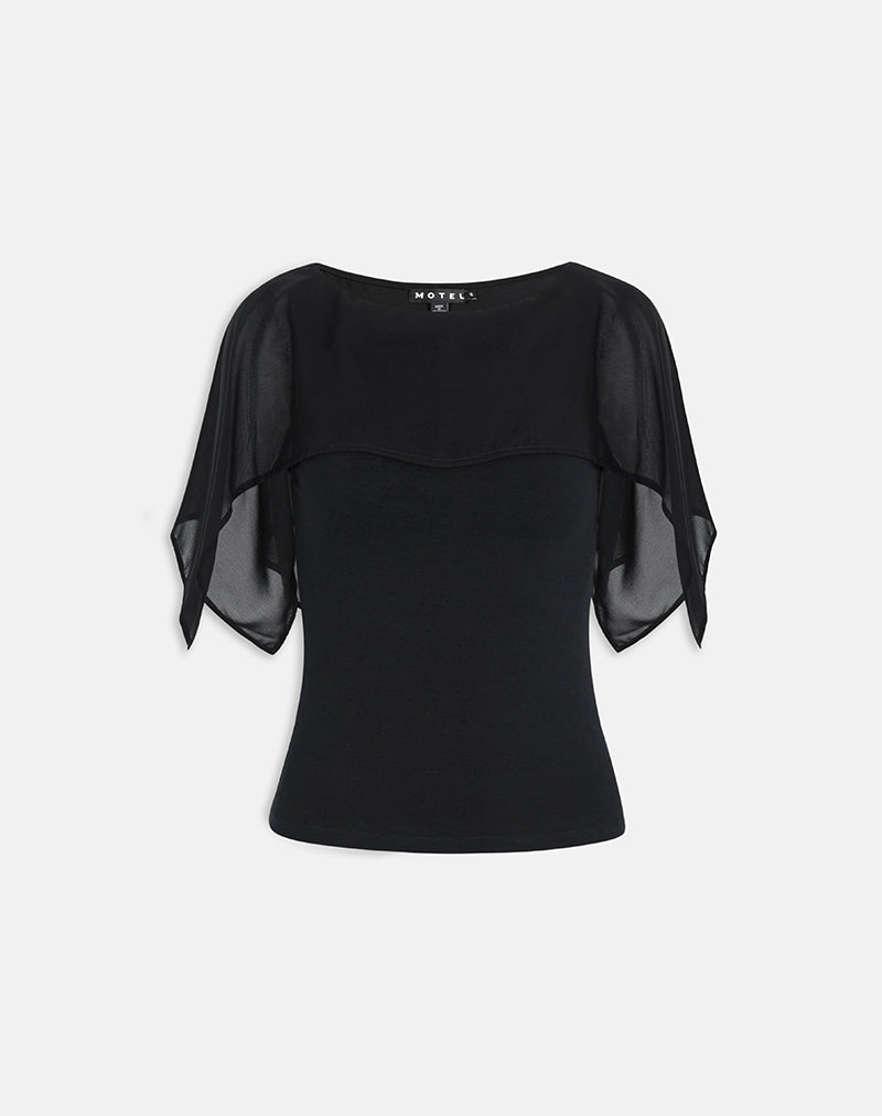 Imagen de Cirata Top en Rayón Jersey Chiffon Negro