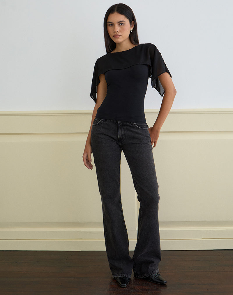 Imagen de Cirata Top en Rayón Jersey Chiffon Negro