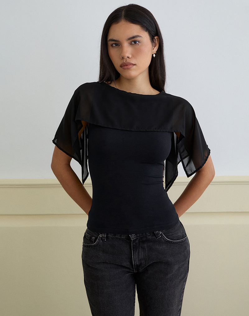 Imagen de Cirata Top en Rayón Jersey Chiffon Negro