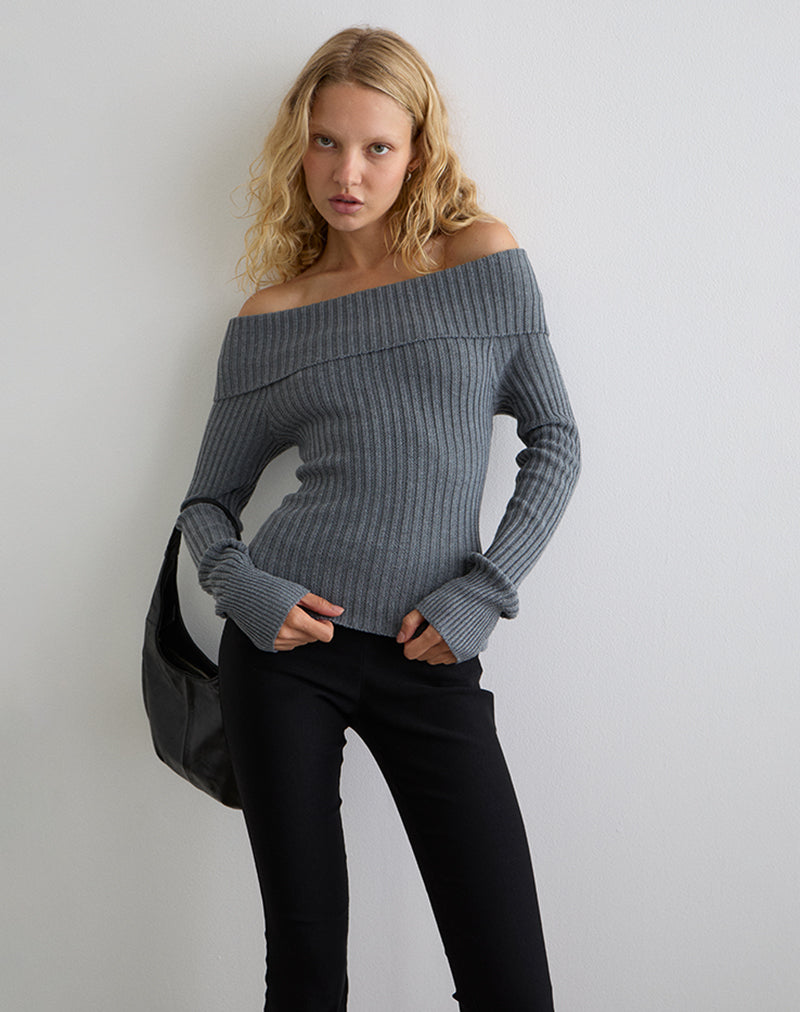 Imagen de Circe Jersey de punto Bardot Gris
