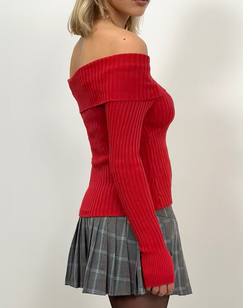 Imagen de Circe Off-Shoulder Long Sleeve Knit To in Red