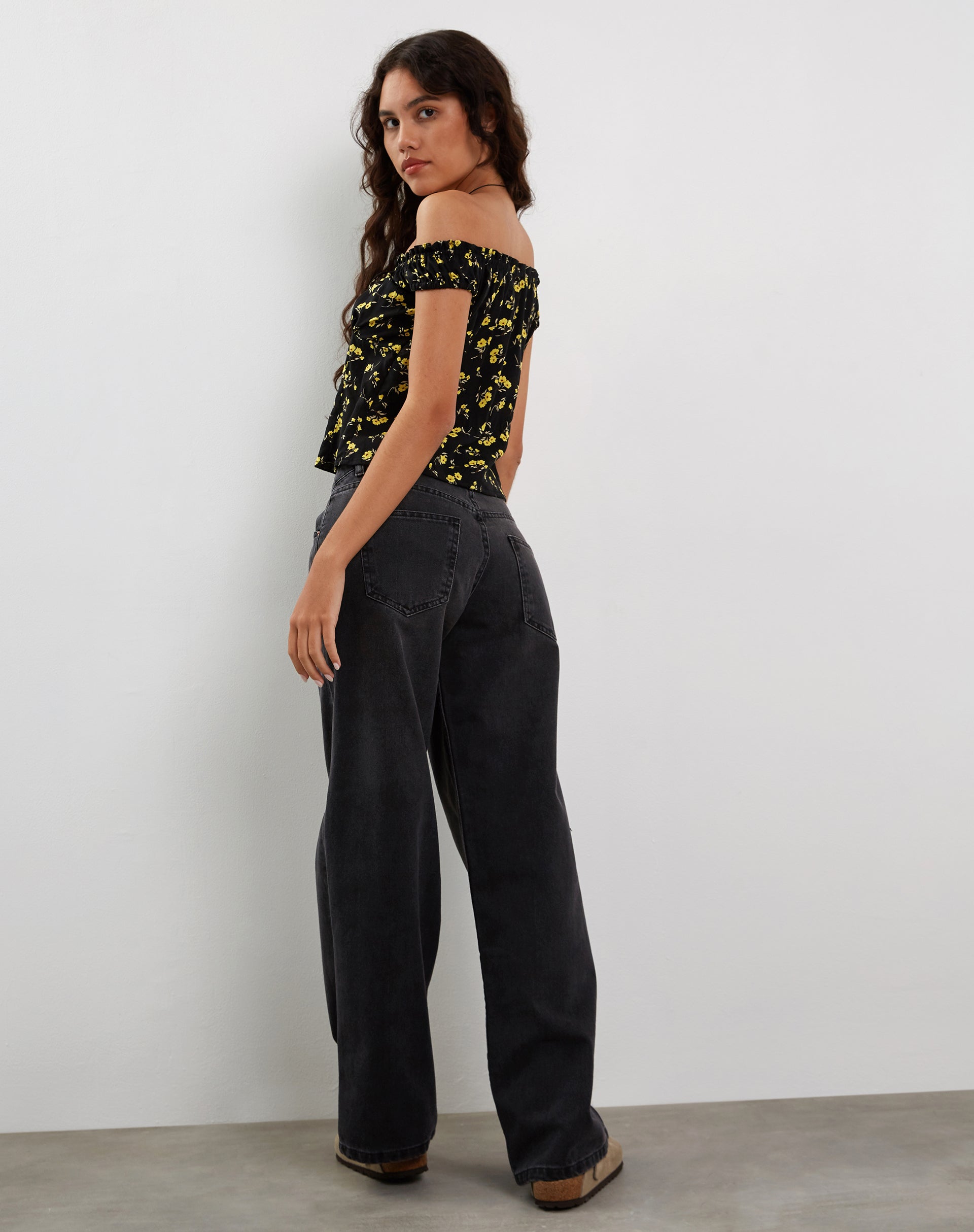 Imagen de Citra Bardot Frill Top en Buttercup Negro Amarillo