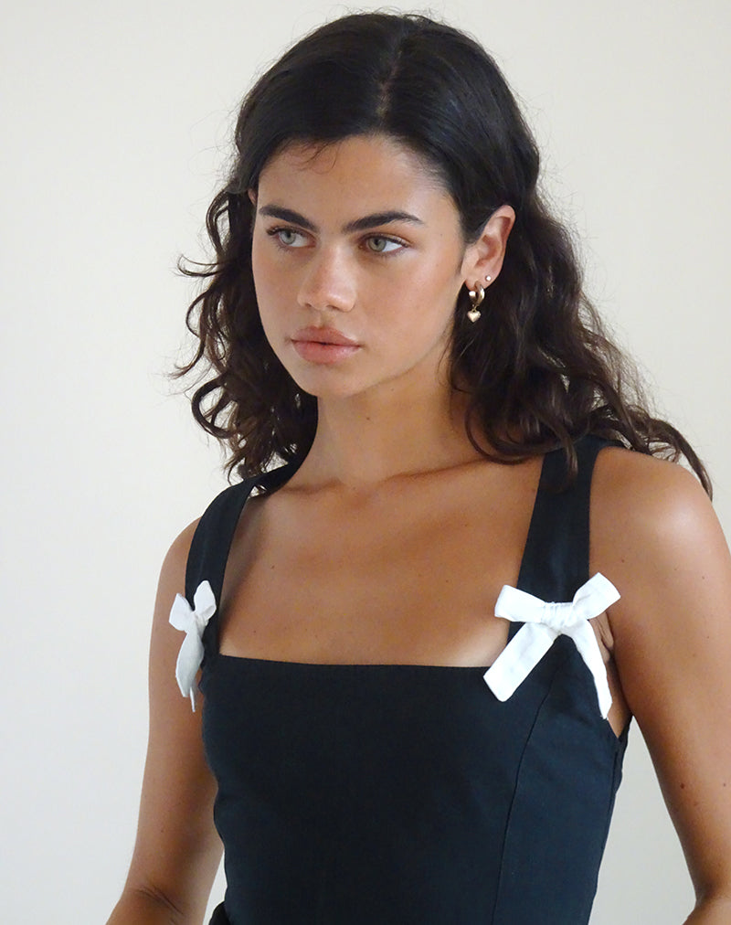 Vestido midi Clesiel en zapato de claqué con lazos en blanco roto