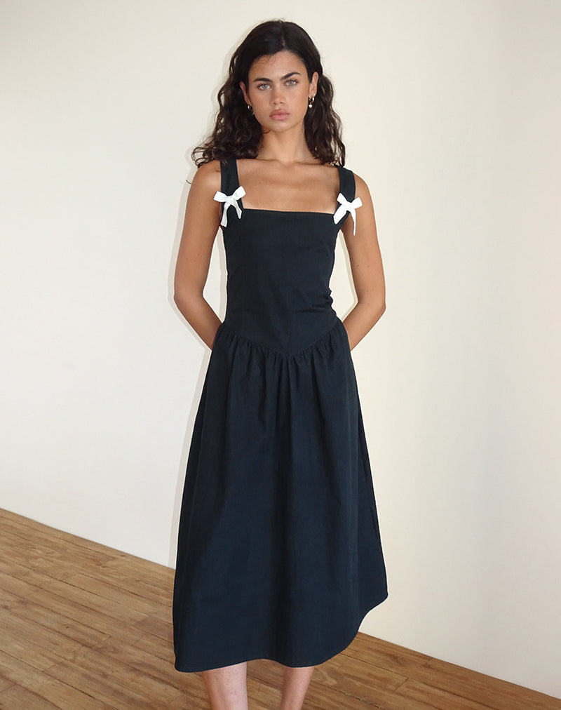 Vestido midi Clesiel en zapato de claqué con lazos en blanco roto