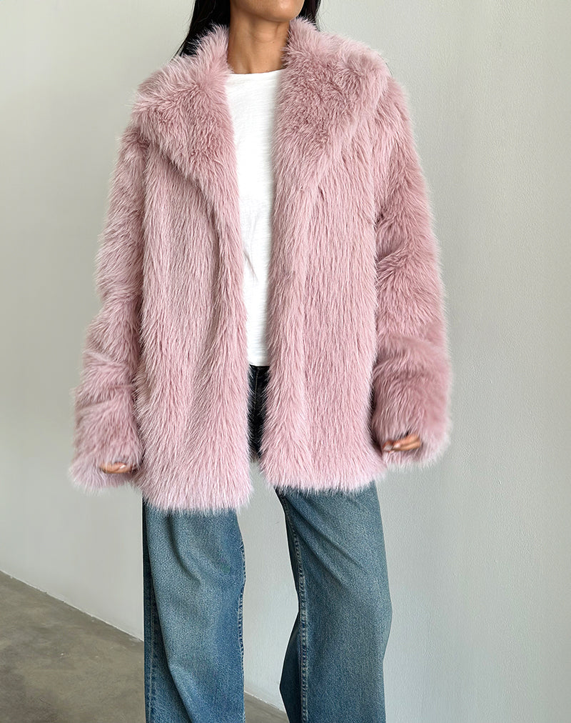 Imagen de la chaqueta Lupita de piel sintética rosa empolvado