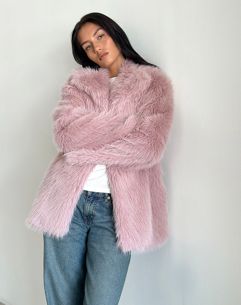 Imagen de la chaqueta Lupita de piel sintética rosa empolvado