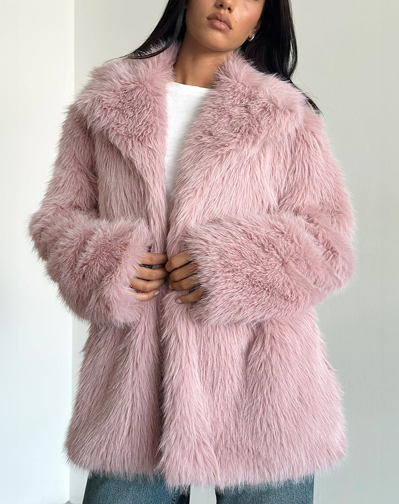 Chaqueta Lupita de piel sintética rosa empolvado