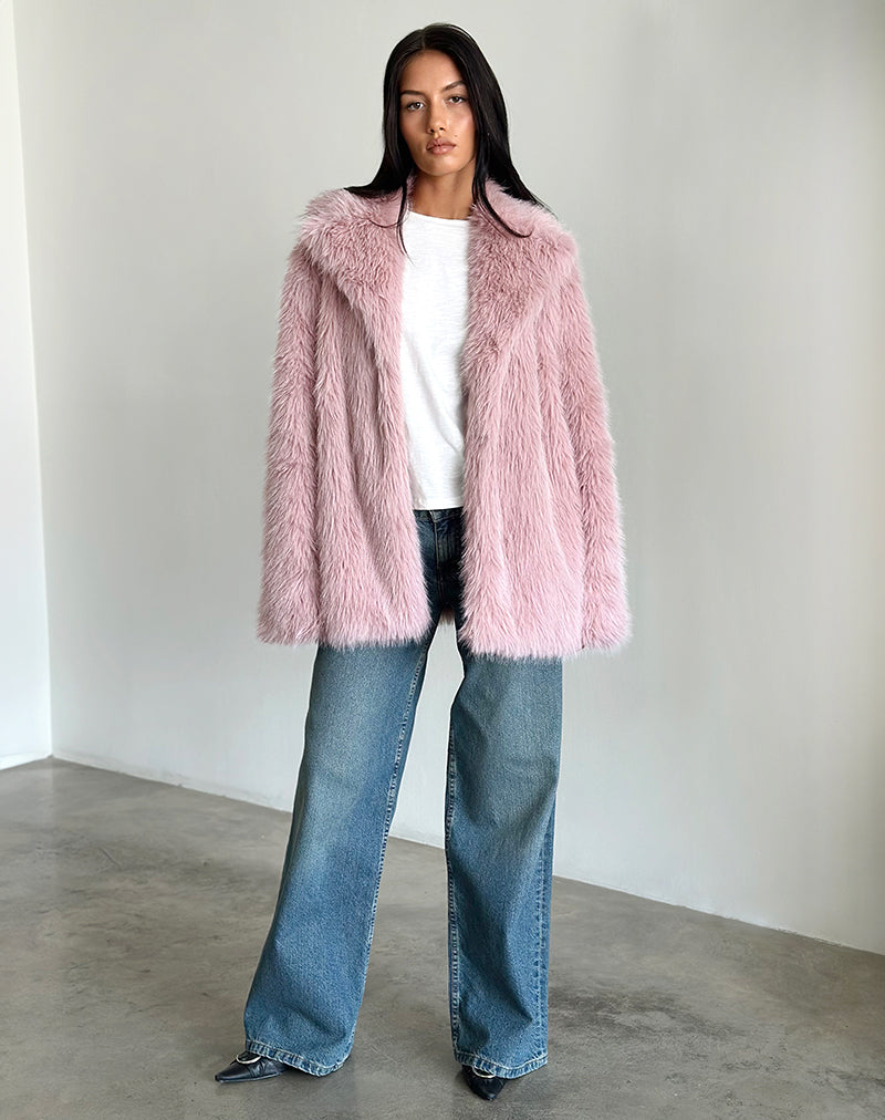 Chaqueta Lupita de piel sintética rosa empolvado
