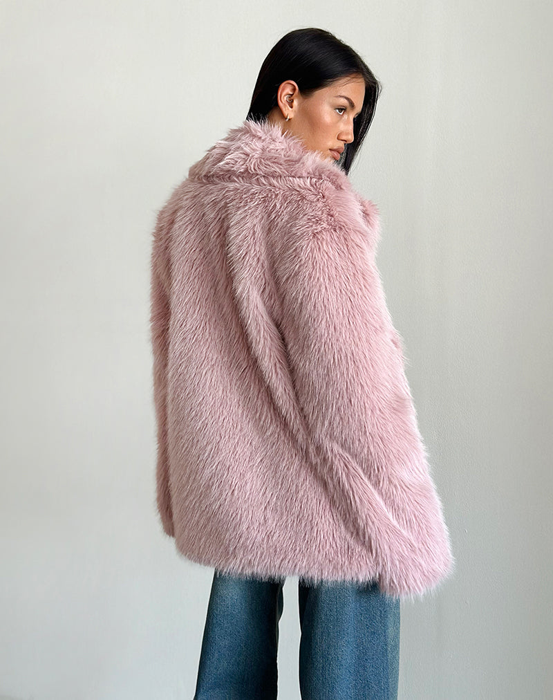 Imagen de la chaqueta Lupita de piel sintética rosa empolvado
