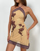 Imagen de Clooney Vestido Flecos en Flor Amarillo Marrón