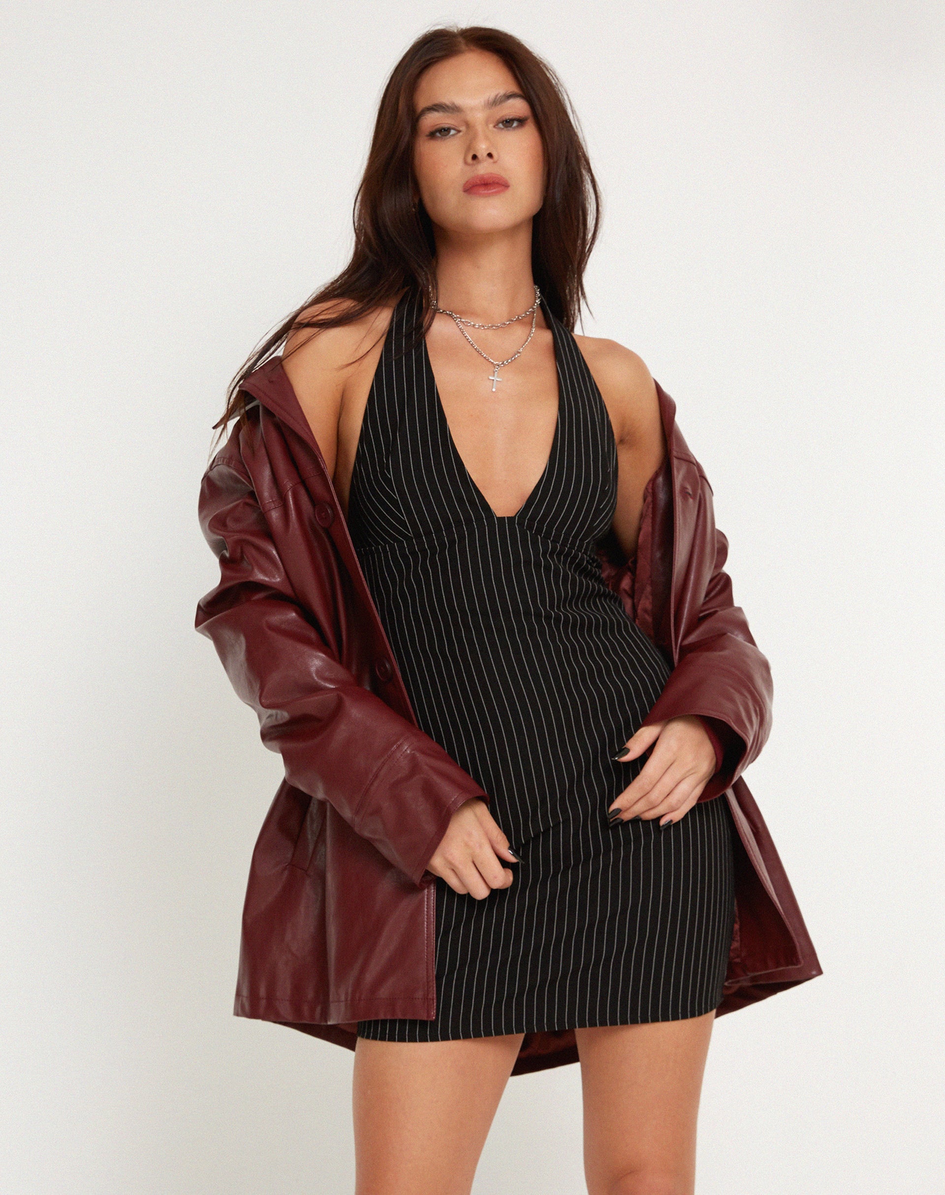 Imagen de Coby Mini Dress in Pinstripe Black