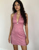 Imagen de Codami Mini Vestido de Encaje con Cuello Halterno Rosa Polvo