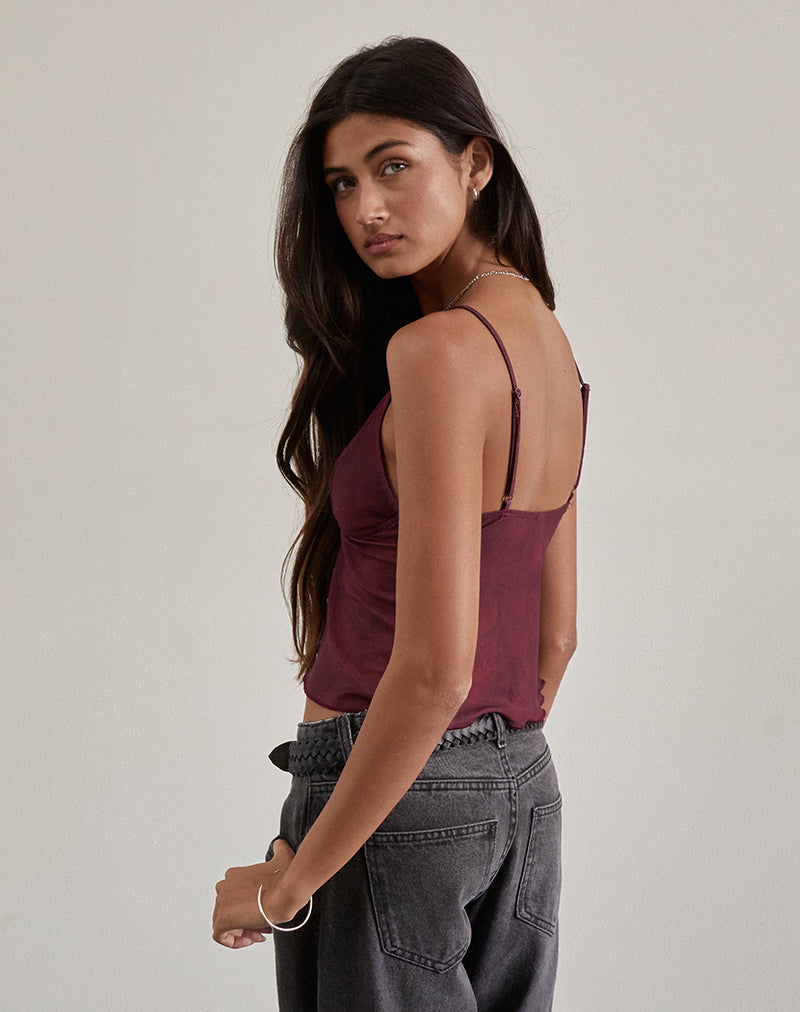 Imagen de Cojira Mesh Butterfly Top in Tonal Burgundy Paisley