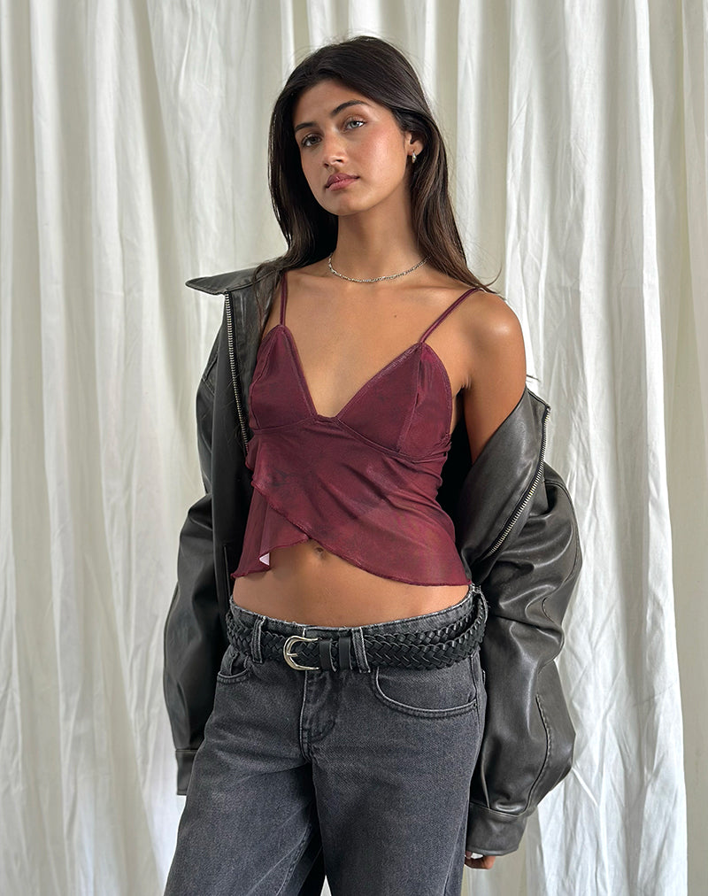 Cojira Mesh Butterfly Top en Paisley Borgoña Tonal