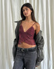 Imagen de Cojira Mesh Butterfly Top in Tonal Burgundy Paisley