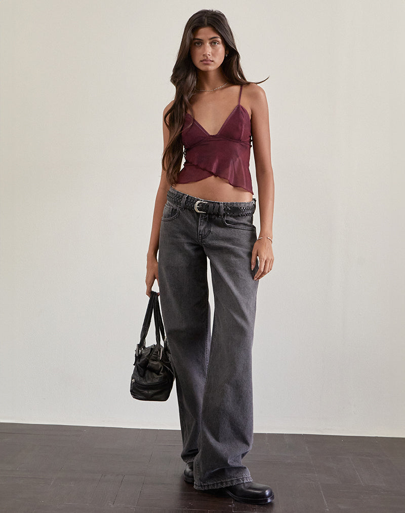 Cojira Mesh Butterfly Top en Paisley Borgoña Tonal